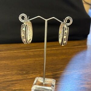 Elegant Silver and Black Hoop Earrings